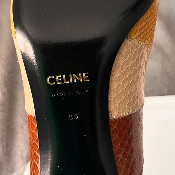 Celine Snakeskin Colorblock Pattern Pumps - Picture 4 of 6
